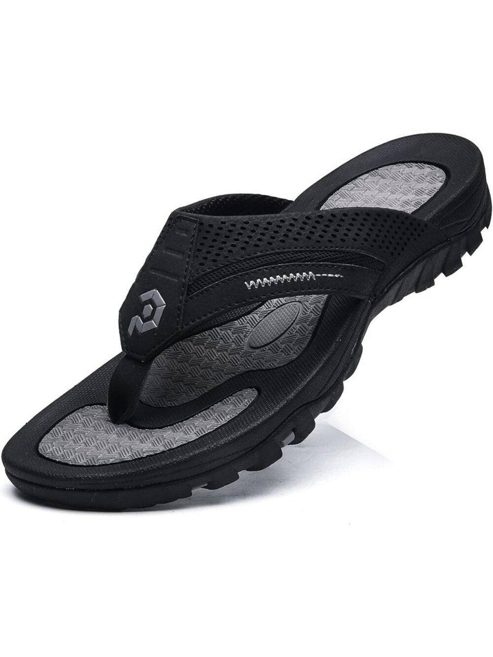 Men's All Black Flip-flops Thongs Sandals Durable Comfort Slippers For Casual